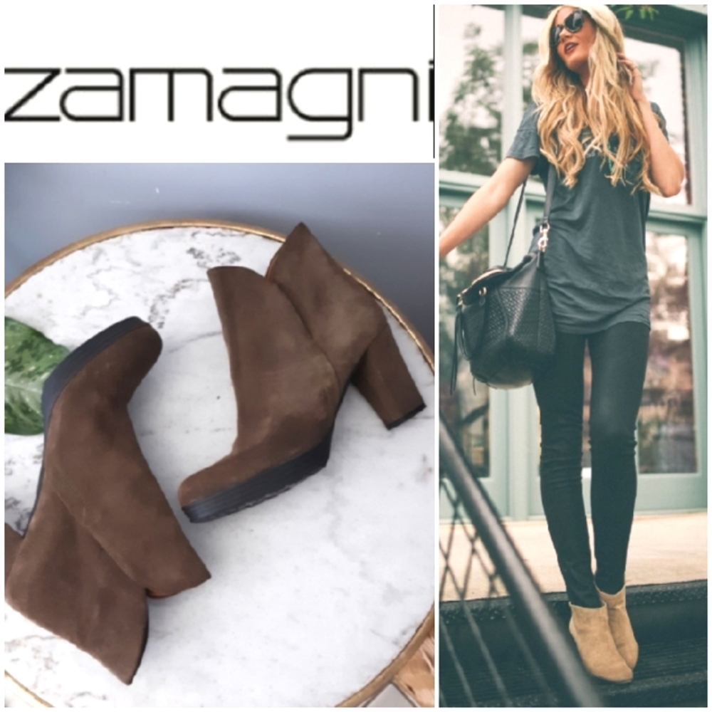 Zamagni Tan Suede Ankle Booties Sz 39 /8.5